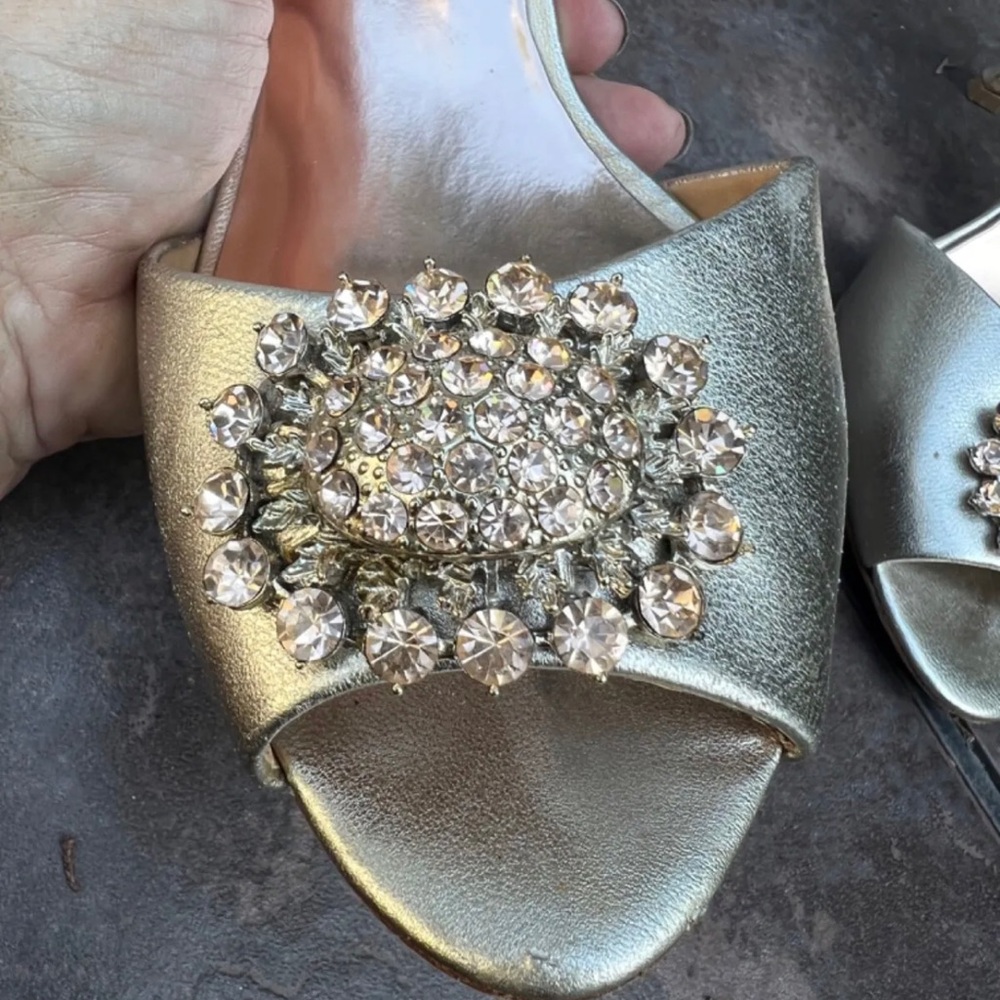 Badgley Mishka Bridal Rhinestone Heels Giana II Dorsay Open Toe Holiday NYE - Picture 3 of 4